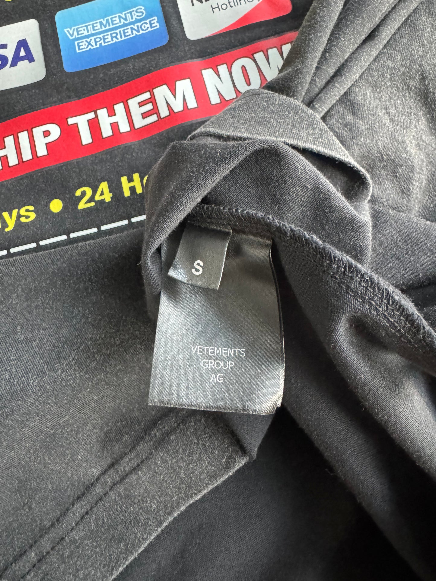 VETEMENTS Black Oversized 'Dominatrix Hotline' T-shirt