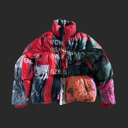 KidSuper Studios “Genius Collage” Puffer Jacket