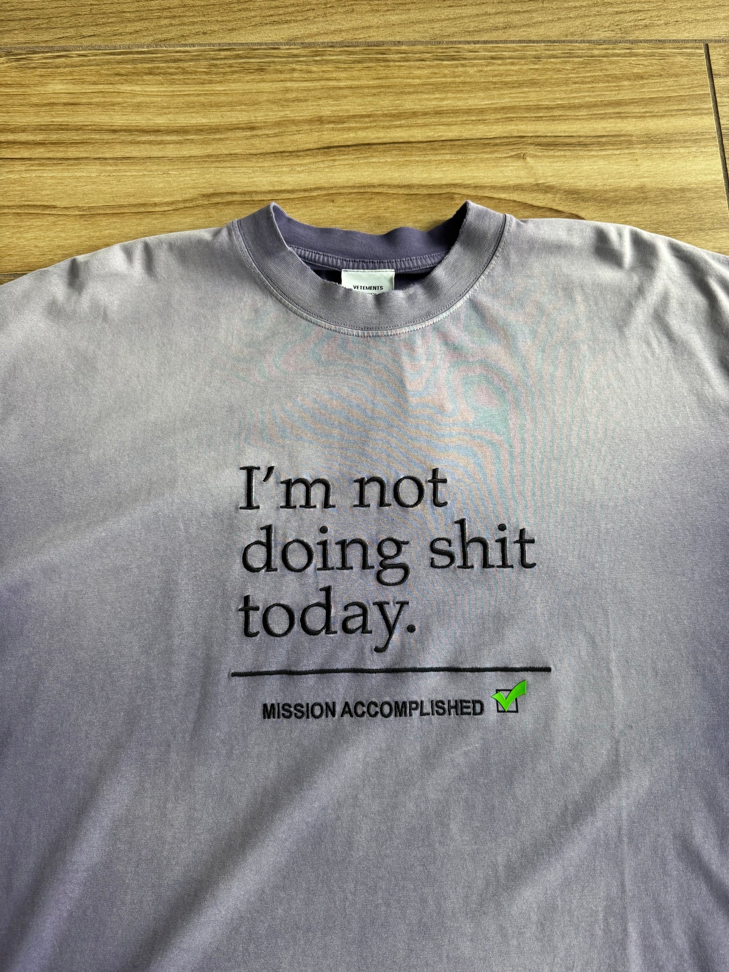 Vetements 'I'm not doing shit today' T-Shirt (Purple)
