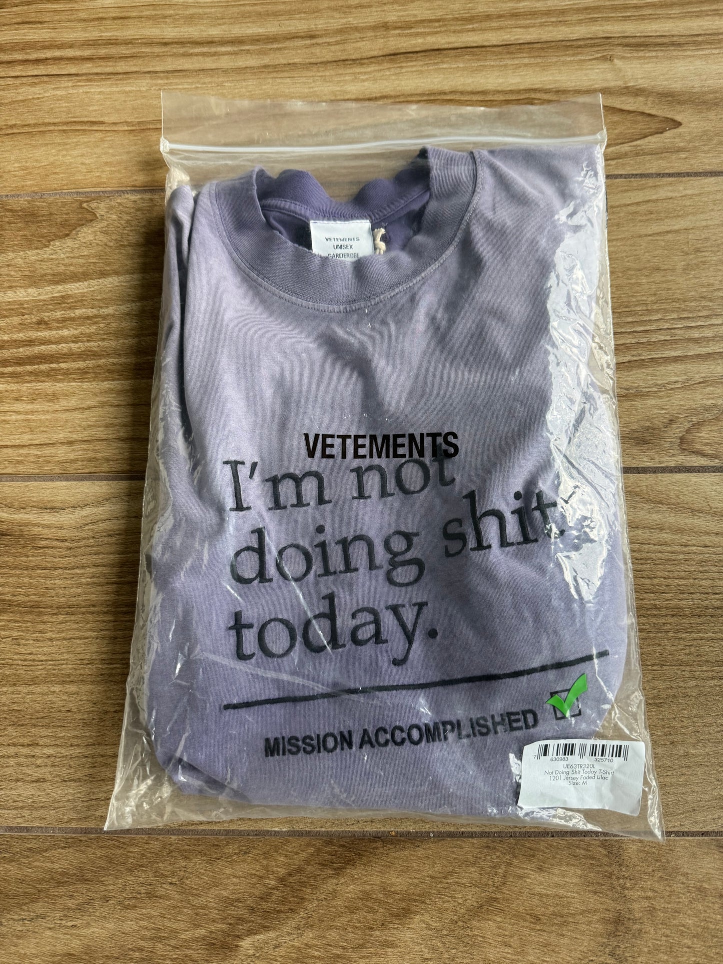 Vetements 'I'm not doing shit today' T-Shirt (Purple)