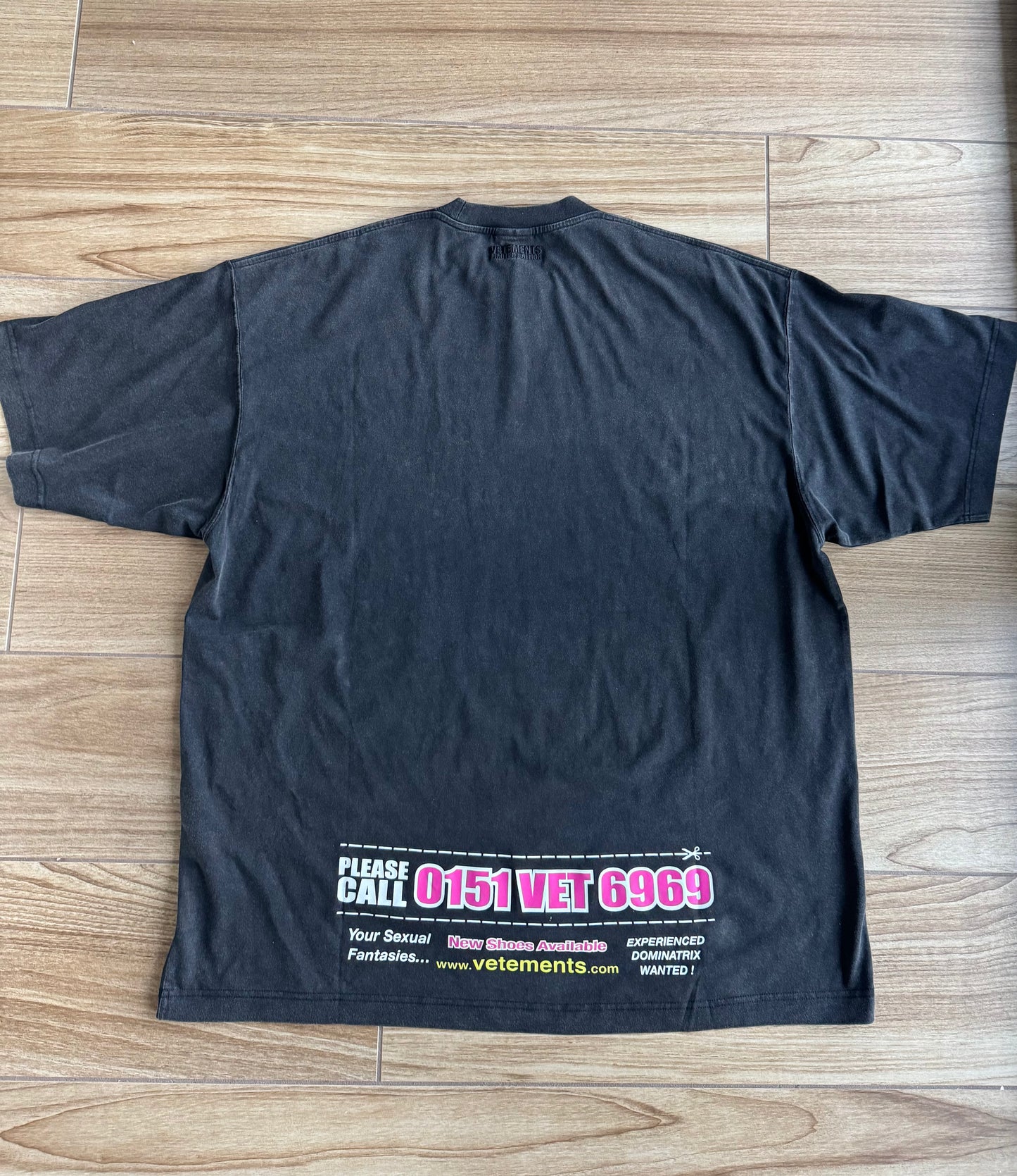VETEMENTS Black Oversized 'Dominatrix Hotline' T-shirt