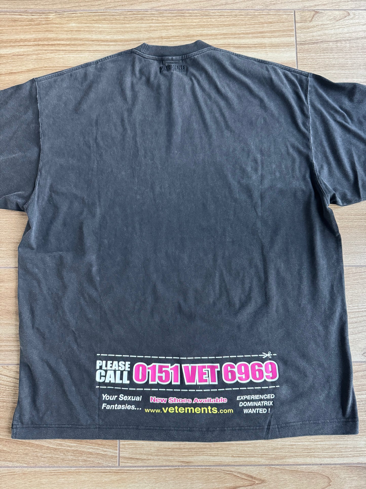 VETEMENTS Black Oversized 'Dominatrix Hotline' T-shirt